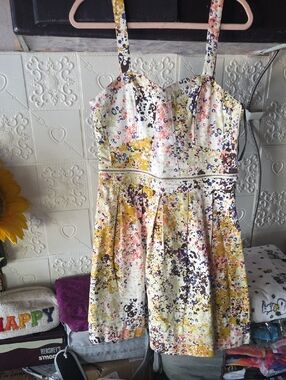 Guess Yellow Multi Speckled Mini Dress